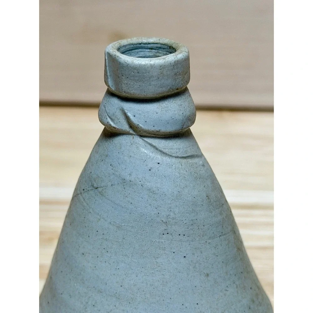 Williamsburg Pottery Salt Glaze Stoneware Blue Leaf Candle‎ Holder Pair VA USA